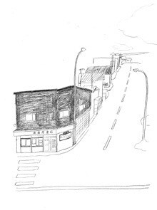 北海道・利尻島の本庫屋書店(『本屋図鑑』より。画・得地直美)。