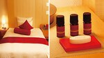貸し出し用ピローメニューでは「フットピロー」の人気が高い。アロマメニューはラベンダーほか全3種から選べる。