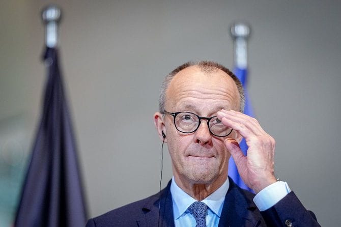 2025年12月10日、ベルリン、フリードリヒ・メルツ連邦首相（CDU）が連邦首相府で記者会見を行う。