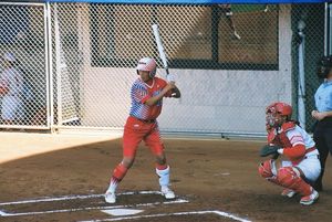 代表選手時代の宇津木監督。2000年のシドニーオリンピックで 写真提供=日本ソフトボール協会