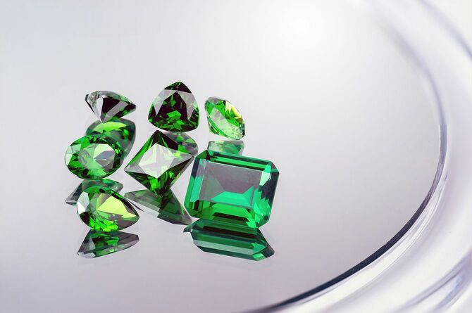 緑の宝石。カラフルな宝石。グリーンエメラルド