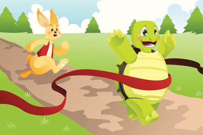 ウサギと亀のイラスト