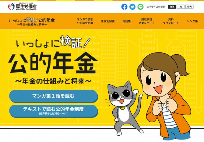 厚生労働省「いっしょに検証!公的年金」ウェブサイトより