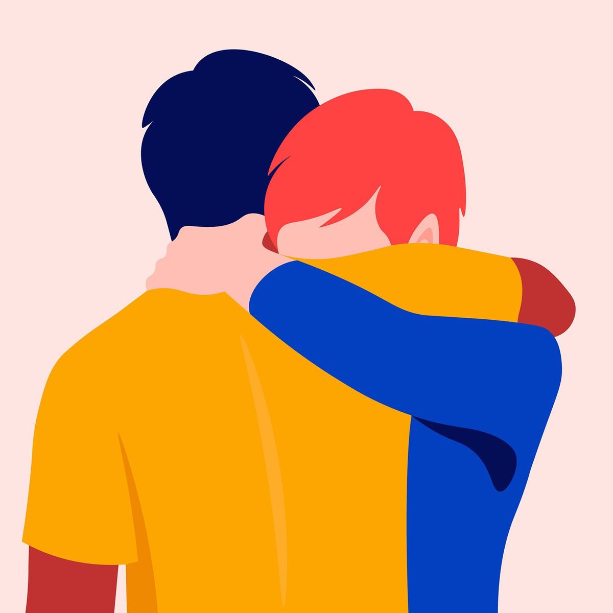 抱き合う二人の男性のイラスト