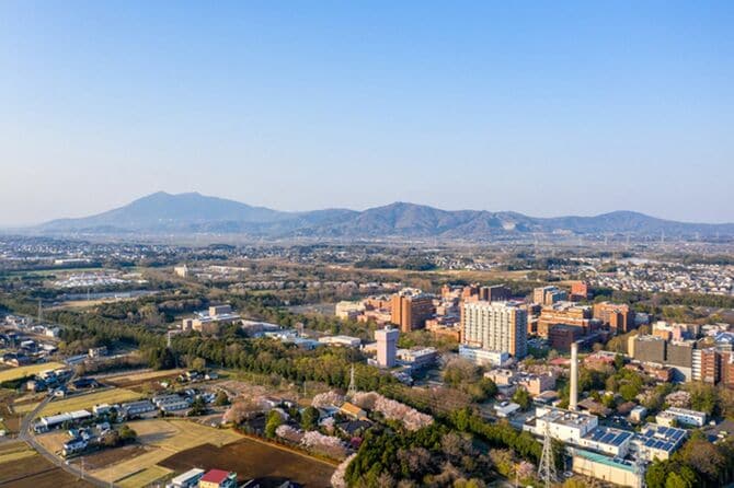 筑波山をのぞむ筑波大学キャンパス