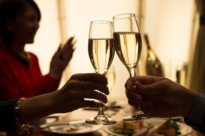 白ワインで乾杯