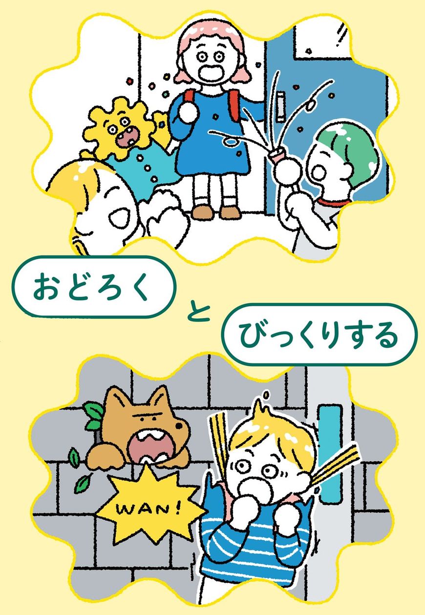 「おどろく」と「びっくりする」のイラスト