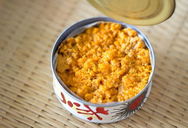 大川魚店／赤うに缶（ばふんうに）100g　税別3500円