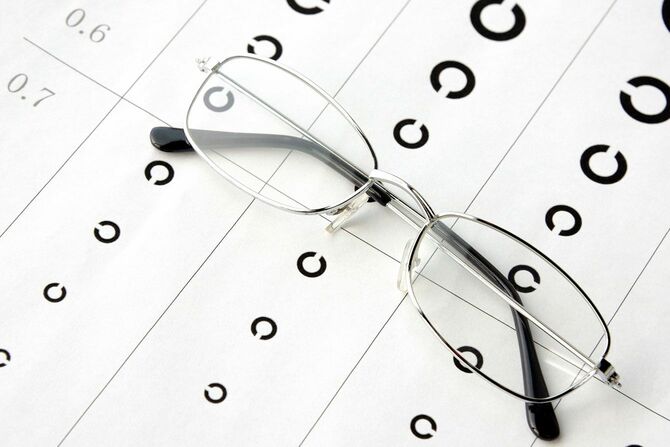 眼鏡と視力検査シート