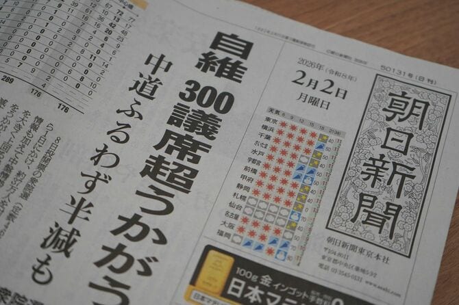 朝日新聞2026年2月2日付朝刊