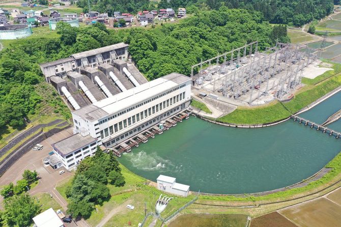 信濃川水力発電所(千手発電所)空撮