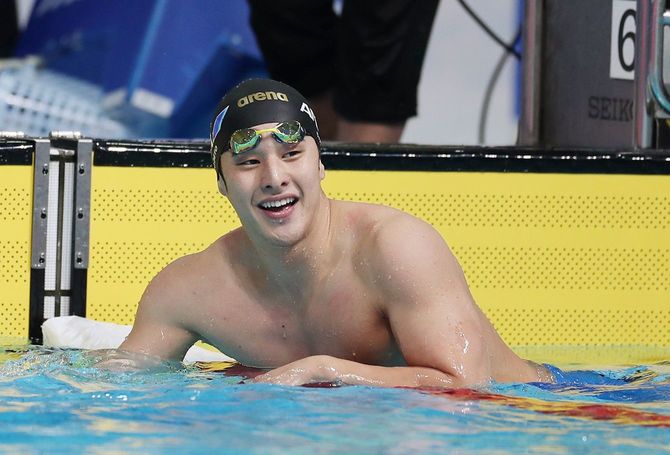 男子100メートルバタフライで優勝した瀬戸大也（ANA）＝2020年1月26日、東京辰巳国際水泳場