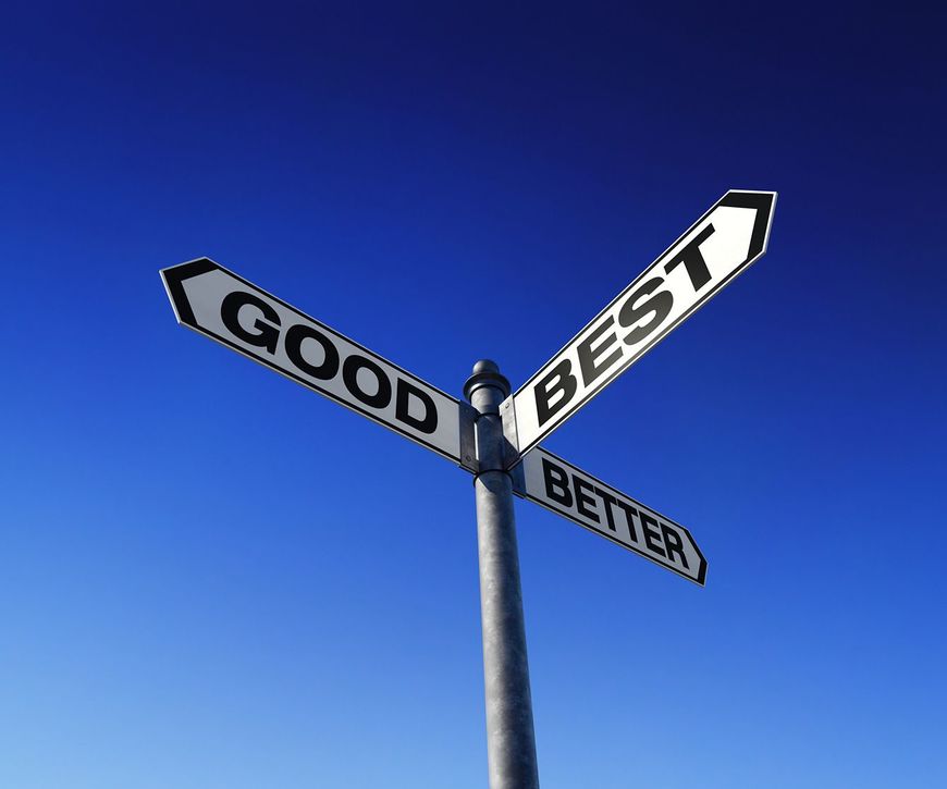 「GOOD」「BETTER」「BEST」に分かれた標識
