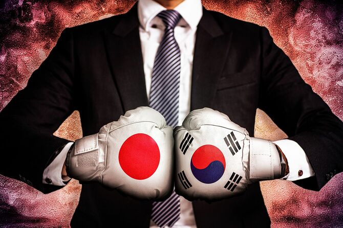 韓国と日本の貿易戦争の政治・ビジネス概念