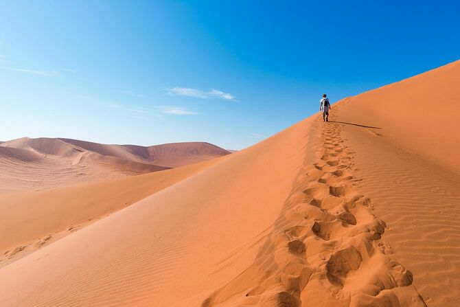 砂漠を歩く人