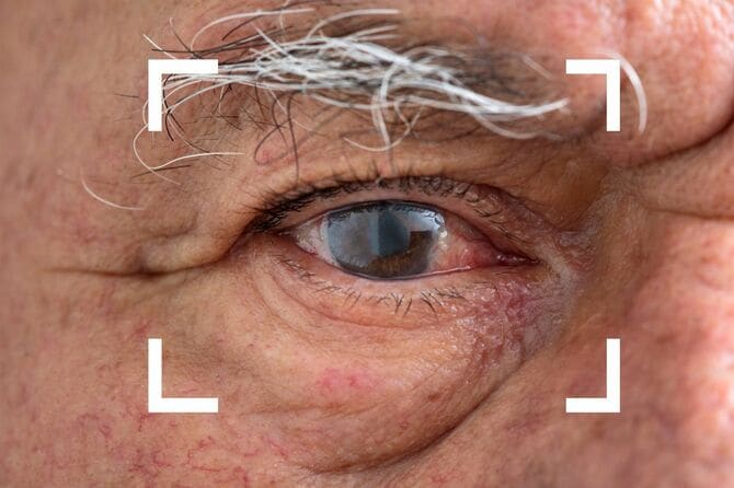 シニア男性の目元