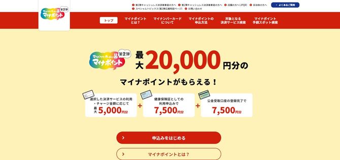 「マイナポイント事業」のサイトより