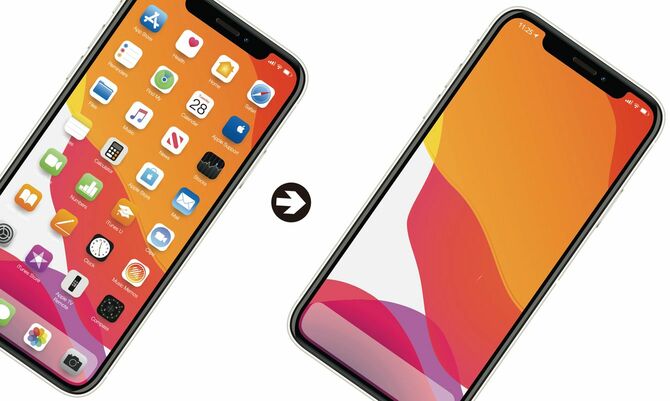 アイコンがたくさん並んだスマホから、アイコン非表示のスマホへ