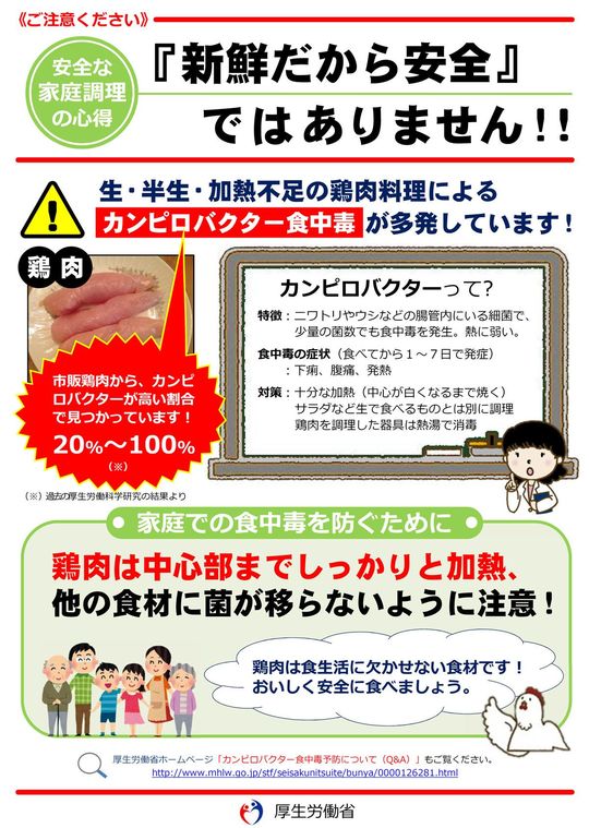 厚生労働省・細菌による食中毒より