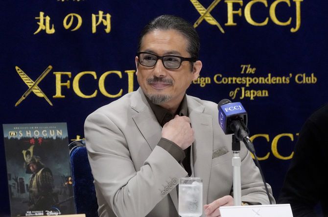 2024年2月20日、外国特派員協会で行われた、ディズニープラス配信のドラマ「SHOGUN　将軍」の記者会見に出席した真田広之さん（東京都千代田区）