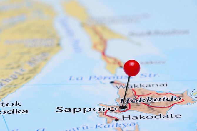 札幌で、マップピン付きのアジア
