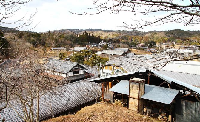 里山の中に、長谷園の窯や資料館、体験工房が立ち並ぶ