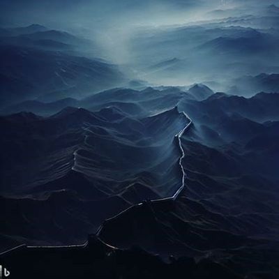 米マイクロソフトの「Bing Image Creator」に生成させた「宇宙から見た万里の長城」