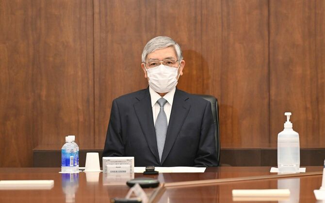金融政策決定会合に臨む日本銀行の黒田東彦総裁