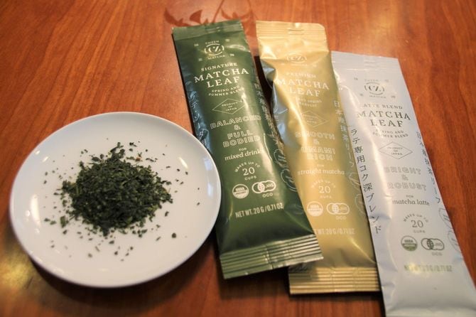 CUZEN MATCHA専用の抹茶リーフ3種。約20杯分で1700~3000円。