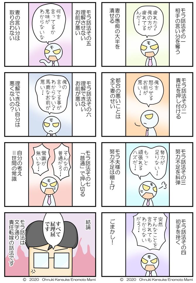 大貫憲介・榎本まみ『私、夫が嫌いです　モラ夫バスターが教える&ldquo;なぜかツライ&rdquo;関係から抜け出す方法』（日本法令）より（漫画＝榎本まみ）