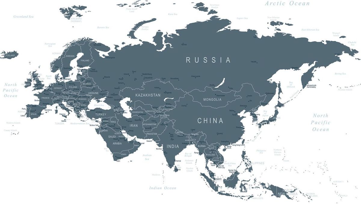 ユーラシア大陸を中心にした地図