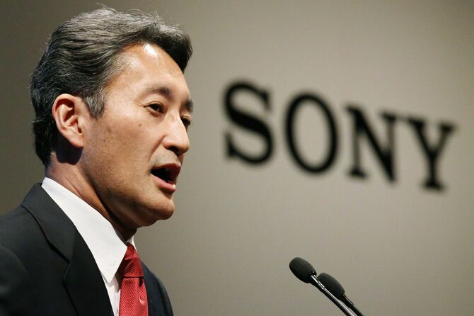 2012年04月12日、ソニーの経営方針について説明する平井一夫社長（東京・港区）※肩書は当時。
