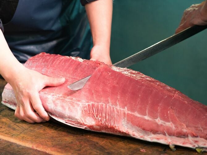 マグロを解体する様子