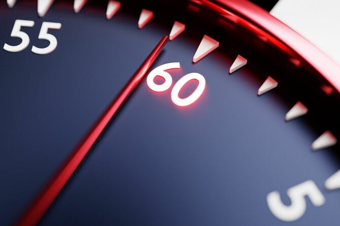 60秒の1秒手前を示すストップウォッチ