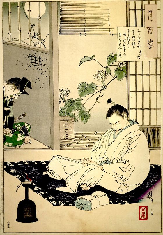 「月百姿 秀次」は高野山に幽閉されたときの秀次を描いている