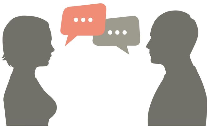 会話する男女のイラスト