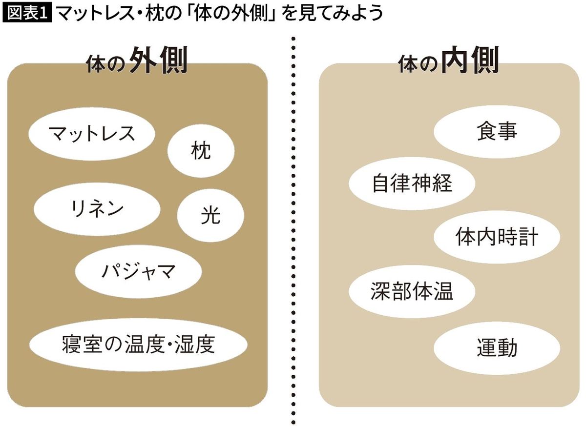 【図表1】マットレス・枕の「体の外側」を見てみよう