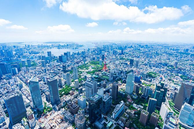 東京タワーが見える航空写真