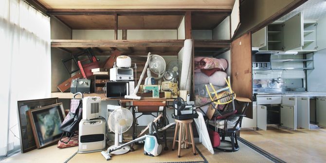処分のためにまとめられた家財道具