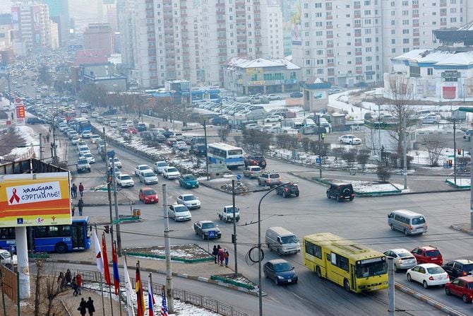 モンゴルのウランバートル、2015年1月23日