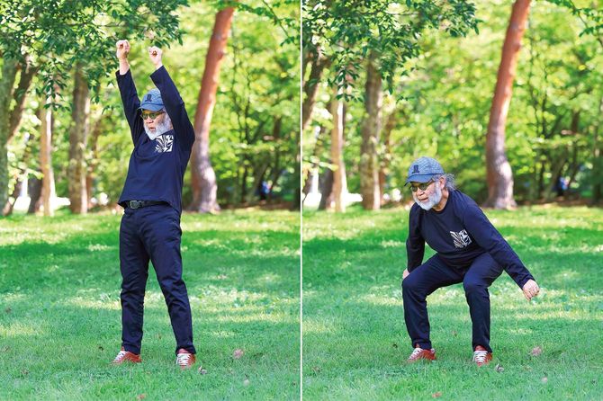 かまた体操のバンザイスクワット