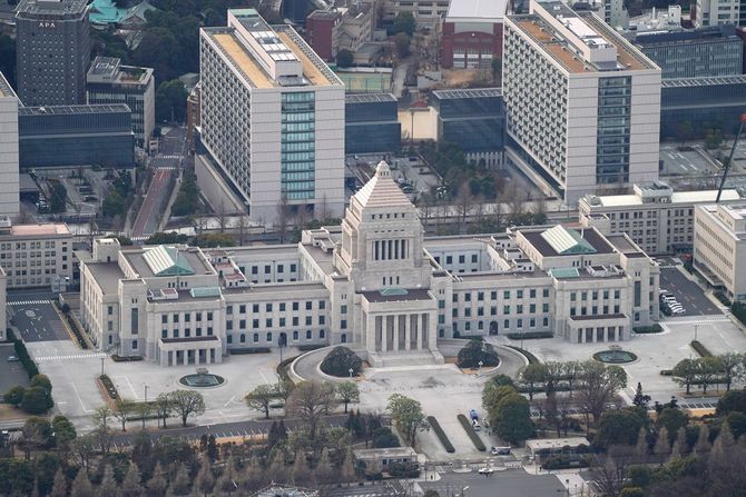 日本の国会議事堂の航空写真
