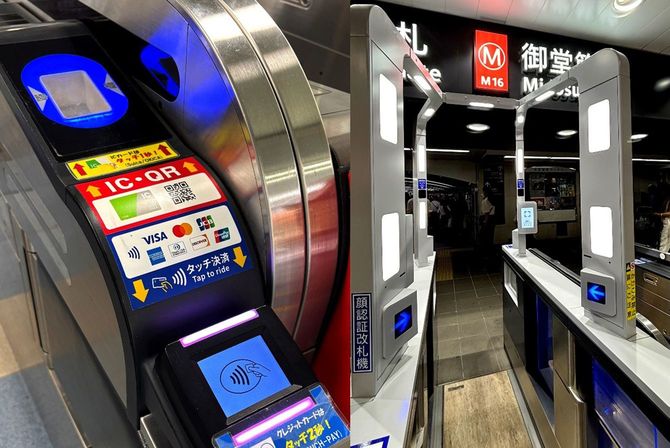 左：那覇・ゆいレール、右：大阪メトロの顔認証改札