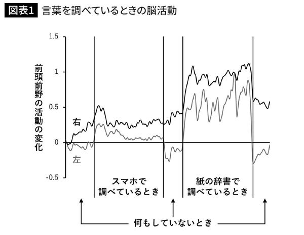 言葉を調べているときの脳活動