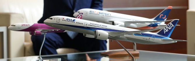 ANA・3ブランドの飛行機の模型