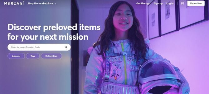 メルカリUSのホームページ