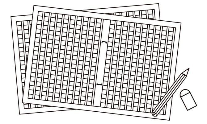原稿用紙と鉛筆のイラスト