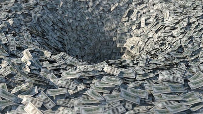 底なしの漏斗に金が流れ込む