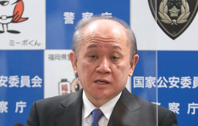 就任の記者会見をする警察庁の中村格新長官＝2021年9月22日、東京都千代田区