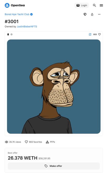 ジャスティン・ビーバーが購入した3001番